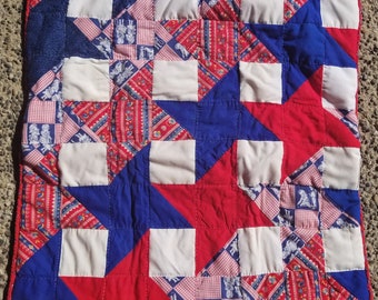 Red, White, and Blue Pinwheel Quilted Pillowcase