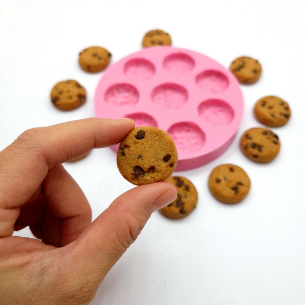 Moule en silicone à 8 cavités pour biscuits aux pépites de chocolat | Savon | Bougie | Moule à cire | Moule pour résine