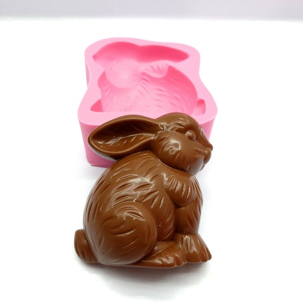 3D bunny mold Rabbit mold Wax mold Resin mold Soap mold Realistic Flexible mold, chocolate bunny mold, easter bunny mold NS020