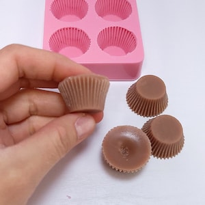 Molde para derreter cera em cupcakes pequenos, molde para mini xícaras com 4 cavidades, molde para sabonete e velas, molde para cera, molde para resina