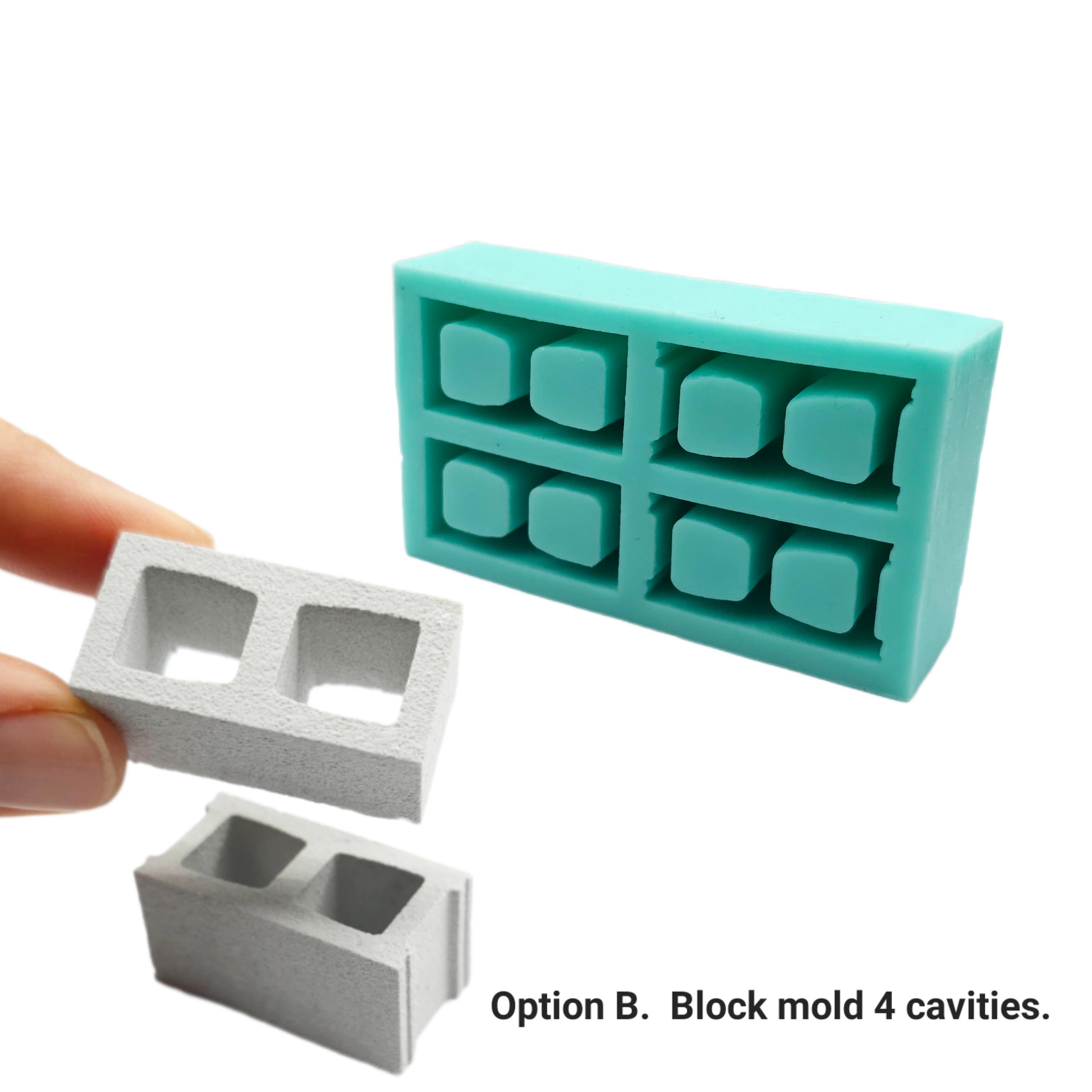 Miniature Cinder Block Mold, 1:10 Scale, Silicone Rubber. A