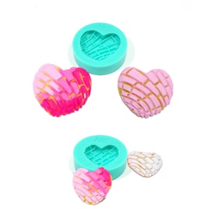 Moule concha en forme de coeur Concha à pain mexicain - coeur Moule silicone multi-projets coeur NC036