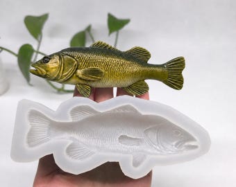 Bass Fish Silicone Mold – Realistic Fishing Fish Mold – Fishing Theme Craft, Wax Melt, Soap & Resin Mold