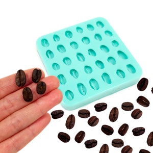 Coffee beans (Real size coffee beans) Silicone mold, realistic coffee beans silicone mold, 30 cavity mold real size bean NC050