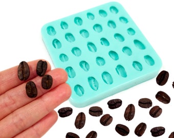 Realistic Coffee Bean Silicone Mold, 30 Cavity, Real Size Bean Embeds nck2