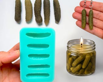 Tiny 1-Inch Realistic Pickle Mold for Chocolate, Fondant, Candy, Wax Melts, Resin, Clay, Miniature Food and Craft