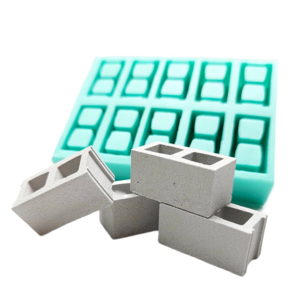 Realistic Miniature Cinder Blocks - High-Quality Silicone Mold for 1:12 Scale Models with Authentic Texture mini cinder block diorama