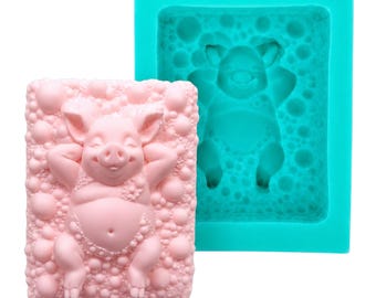 Bathing Pig Cake Mould, Pig Bathing Mud Soap Silicone Mold, Animal Mold for Resin, Chocolate, Fondant Cake Decor nck2