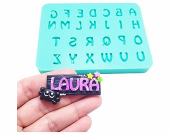 Molde de silicona con letras del alfabeto para fondant, resina y arcilla: manualidades para pasteles y miniaturas