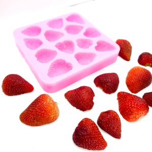 Strawberry halves chunks Silicone Mold, Wax mold, Resin mold, Soap mold, Realistic Strawberries pieces mold, Soap embeds mold NS023