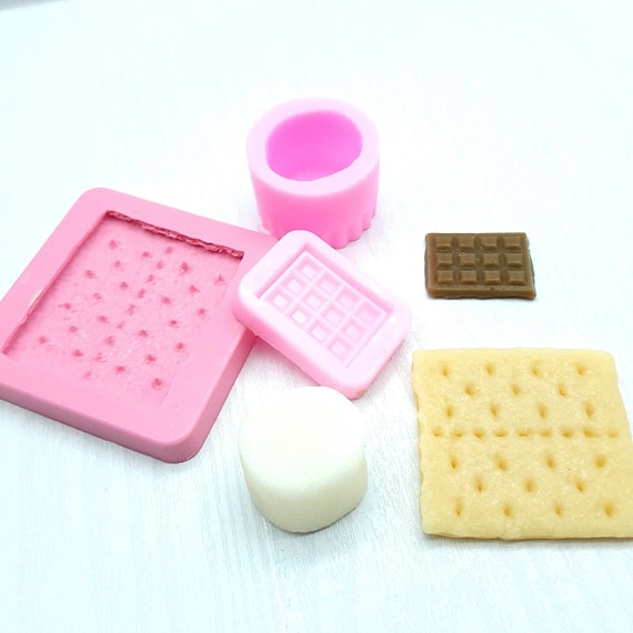 S'mores molds Graham cracker, chocolate and/or Marshmallow Silicone mold  Bundle option (smores kit 3 molds) | Soap | Candle | Mold for Wax | Mold  for