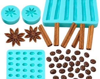 Coffee Bean, Cinnamon Stick & Star Anise Molds for Wax Melts, Soap, Candles, Resin, Clay, Chocolate, Fondant and DIY Crafts nck2