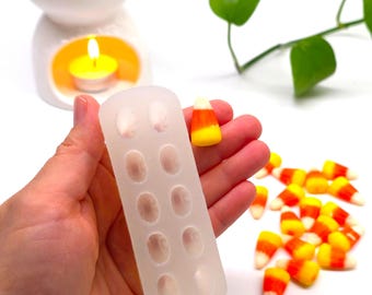 Candy Corn Silicone Mold, 10 Cavity Realistic Halloween Mold for Wax Melts, Candle Embeds, Soap, Resin & Faux Food Crafts