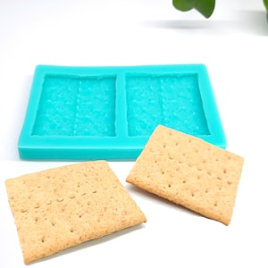 Graham Cracker Silicone Mold, 2-Cavity Cookie Shape for S’mores Candles, Wax Melts, Resin, Soap and Crafts