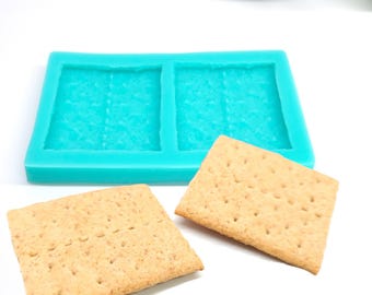 Graham Cracker Silicone Mold, 2-Cavity Cookie Shape for S’mores Candles, Wax Melts, Resin, Soap and Crafts
