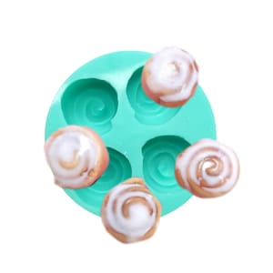 Cinnamon rolls mold,  Miniature cinnamon rolls silicone mold, 4 cavity cinnamon roll miniature NC001