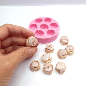 Molde para rolinhos de canela com 7 cavidades - Molde de silicone em miniatura para rolinhos de canela, molde de silicone de resina, molde para sabonete, molde para velas NC002