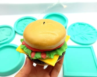 Real mini burger hamburger Silicone  mold | Soap hamburger| hambueger Candle | Mold for Wax | Mold for Resin