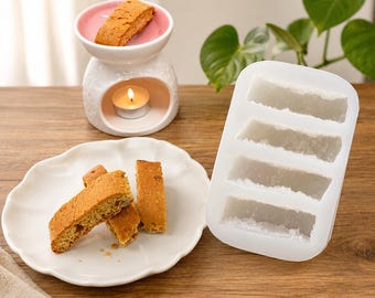 Realistic Biscotti 4-Cavity Silicone Mold for Wax Melts, Candle Embeds & Soap Making