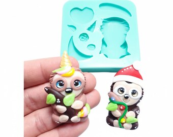 Cute Sloth Silicone Mold for Fondant Resin Clay Miniatures MS095