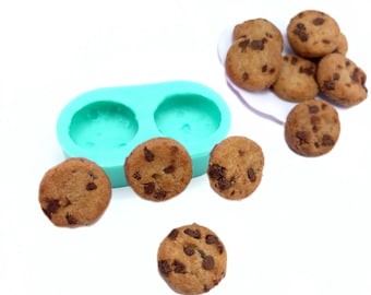 Molde de silicona para galletas con chispas de chocolate, 2 cavidades. Molde de silicona para incrustaciones de velas, incrustaciones de jabón y arte con resina NC003 nck2