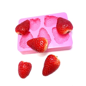 Strawberry Silicone Mold 5 cavities Wax mold Resin mold Soap mold Realistic Strawberries Flexible mold Candle mold