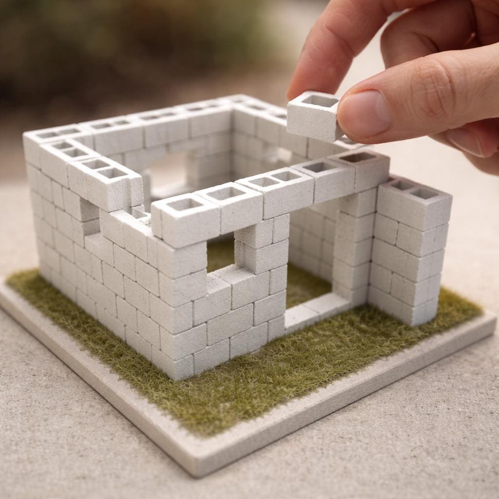 リアルなミニコンクリートブロック型シリコンモールド – 1:12スケール