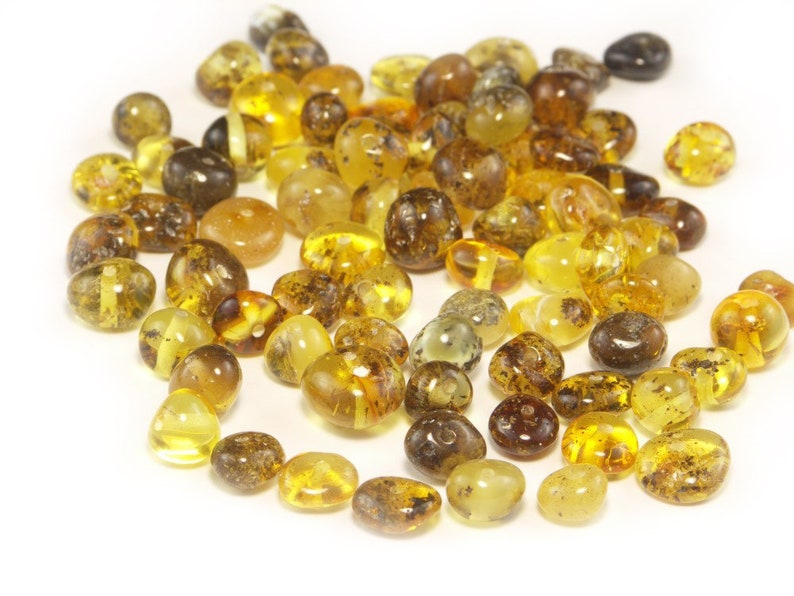 bracelets Baltic Amber Beads Green With Organic Inclusions Baroque 6-7 mm for necklaces