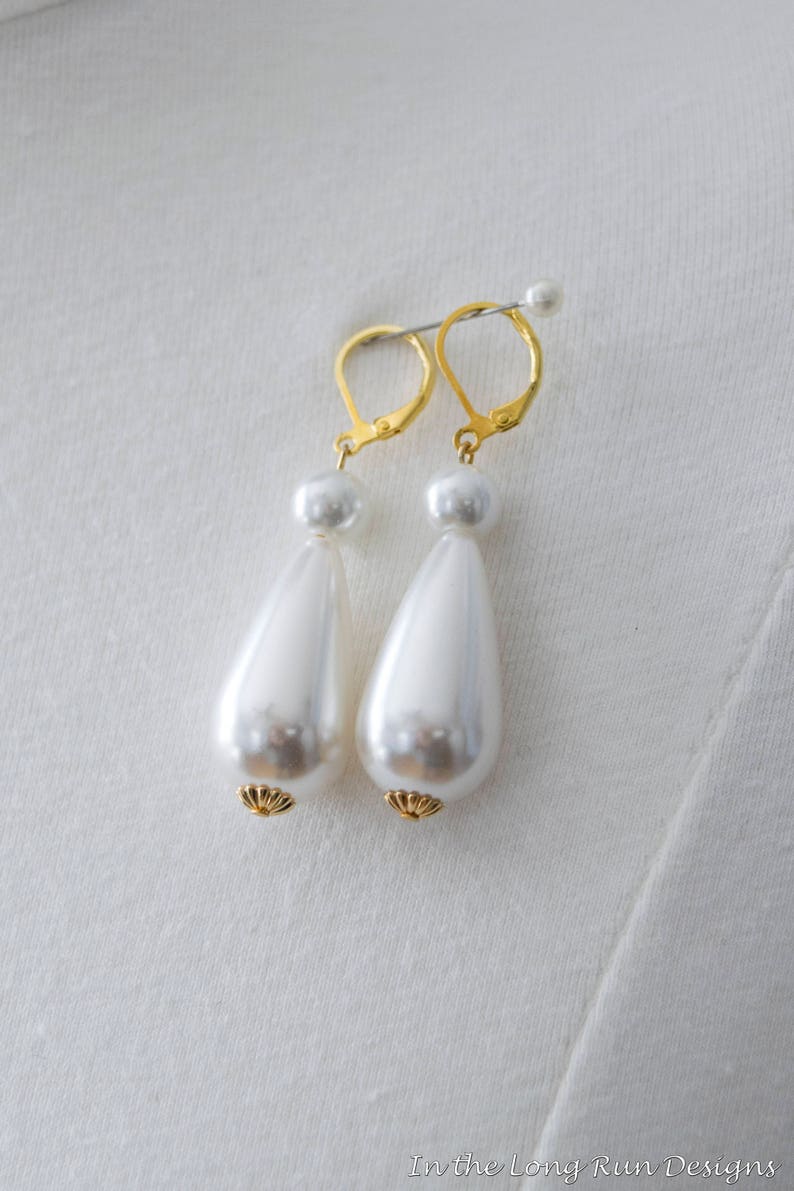 18th Century Reproduction Large Pearl Drop Earrings. White and | Etsy