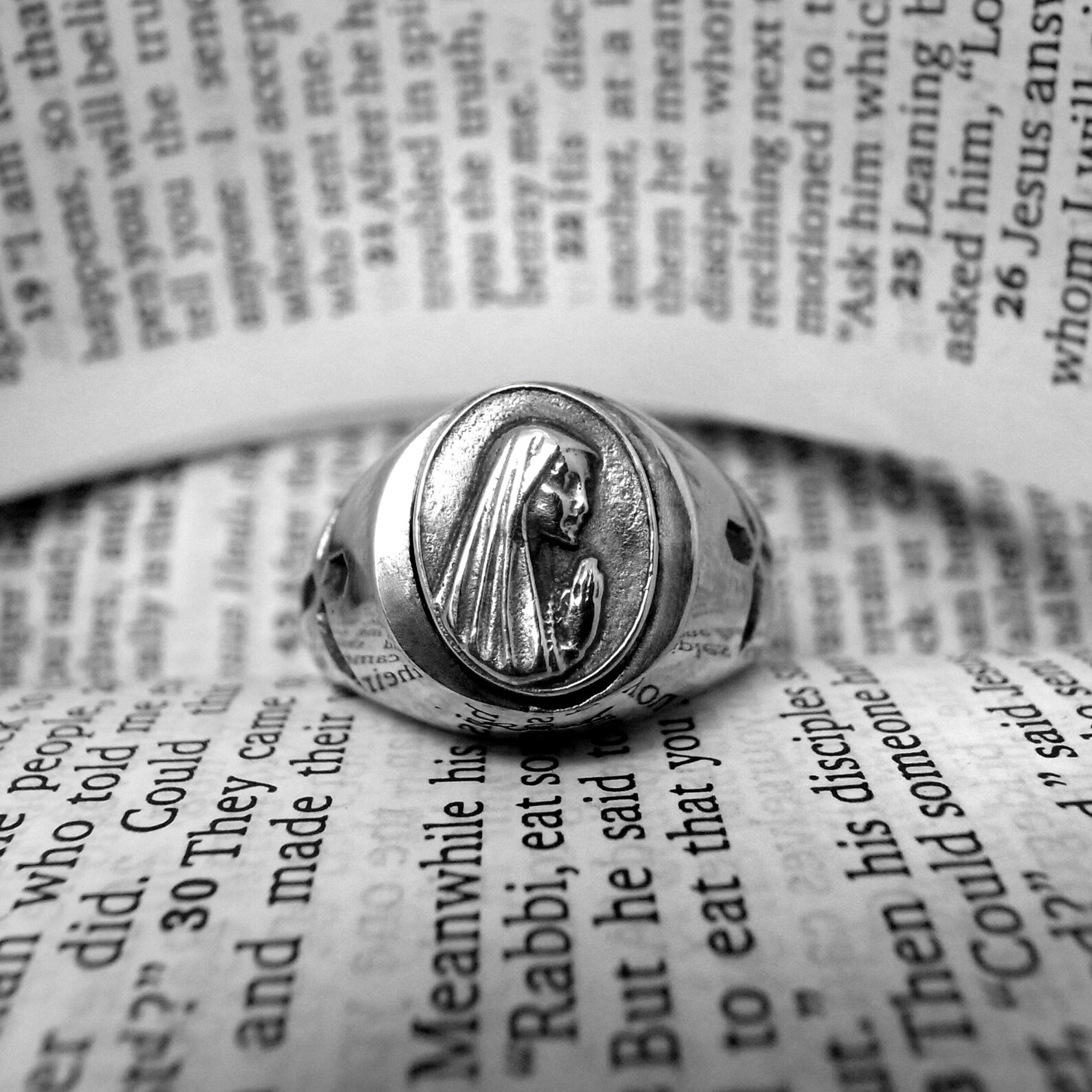 925 Sterling Silver Maria Ring / Cross Ring / the Holy Virgin Etsy