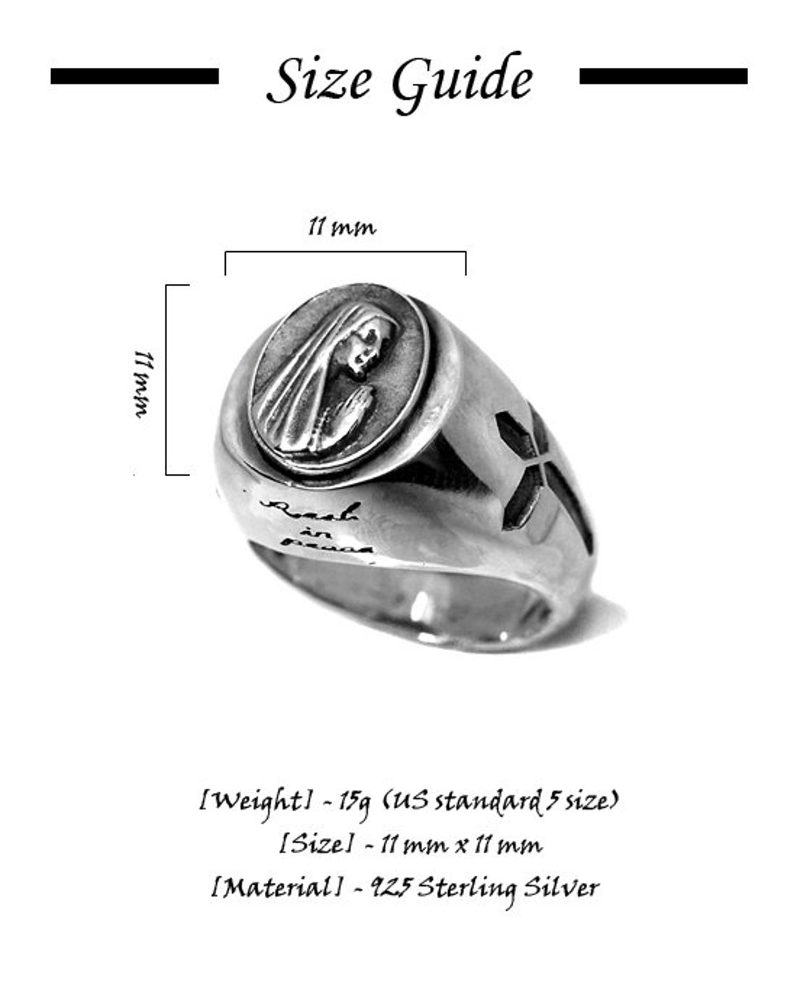 925 Sterling Silver Maria Ring / cross ring / the holy virgin Etsy