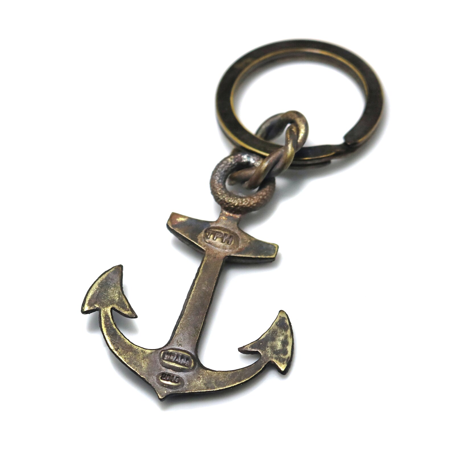 Solid Brass Anchor Key Chain rust Effected / Vintage Brass Etsy