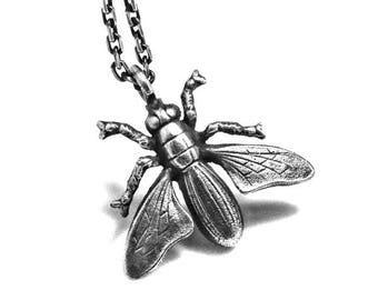 925 Sterling Silber Halskette fliegen / bug Halskette / Insekt Schmuck / Biene Halskette / Tier Halskette / Goth-Halskette / gothic Halskette