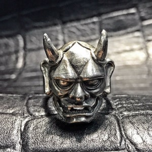 925 Sterling Silver Hannya Ring / devil ring / evil ring / skull ring / biker ring / memento mori ring / dark ring  / oni ring