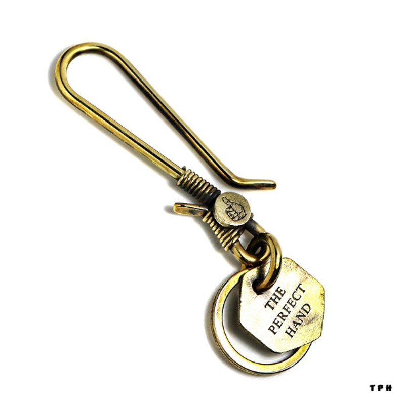 Solid Brass Fish Hook Key Chain / Vintage Brass Key Ring / Etsy