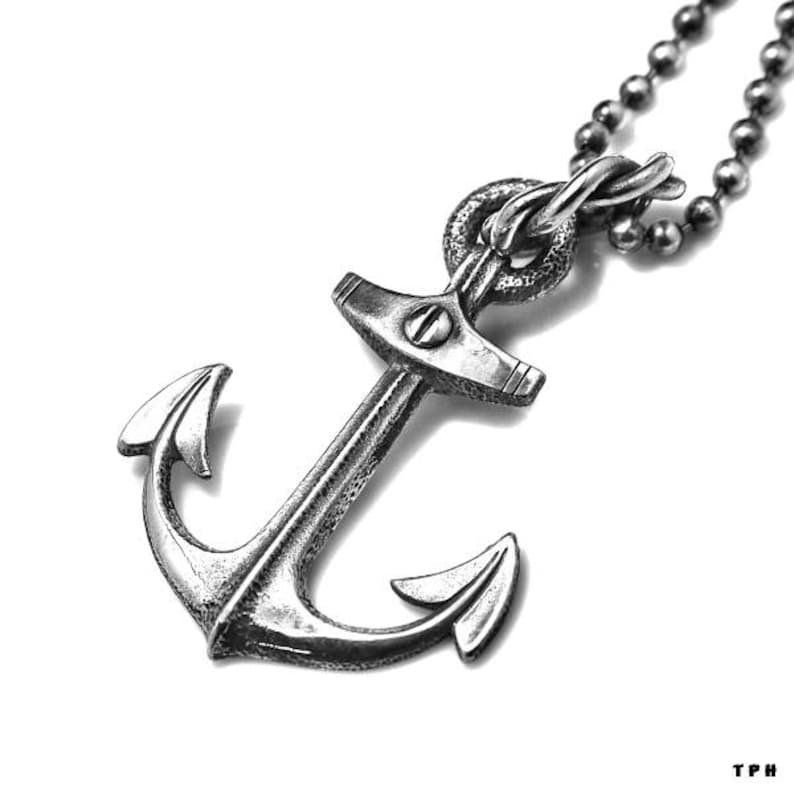 925 Sterling Silver Old Anchor Necklace Nautical navy jewelry anchor pendant top oxidized silver necklace silver ocean necklace