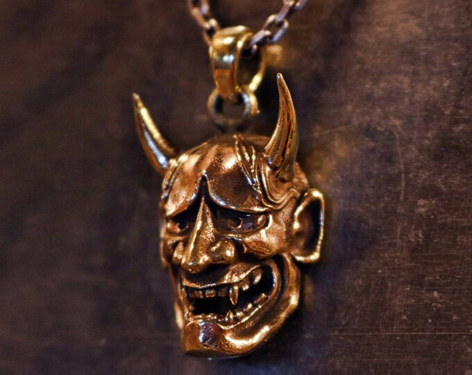 925 Sterling Silver Hannya Mask Necklace brass Pendant / Etsy