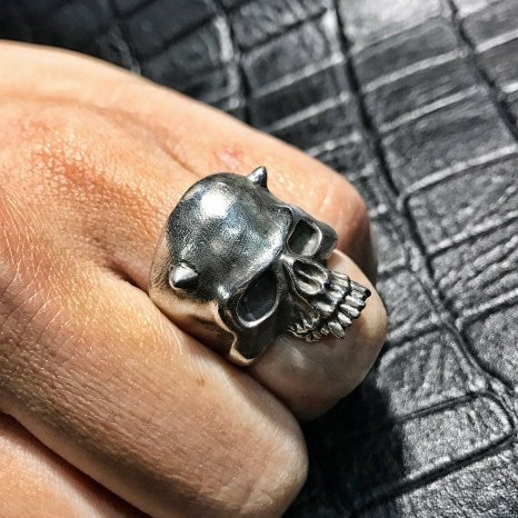 Unique Design Jewelry gift for her Biker Ring men skull ring Skull Silver Jewelry 925 sterling silver skull ring Silver Men/'s Rings