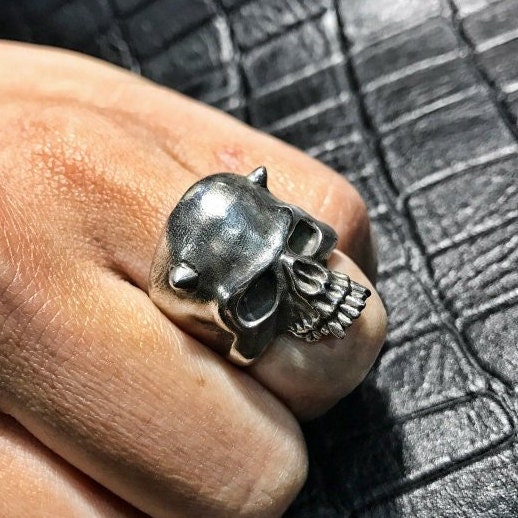 925 Sterling Devil Skull Ring / Silver Evil Skull Jewelry / Silver