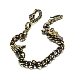 Solid Brass Monkey Spanner With Thumb up Wallet Chain / brass key chain / brass key hook / biker wallet chain / brass keyring / gift for him
