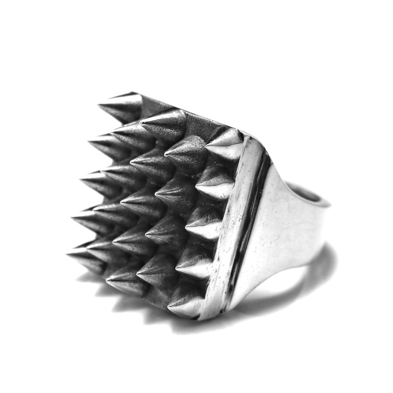 925 Sterling Silver Spikes Ring / Studded Ring / Silver Horn Etsy