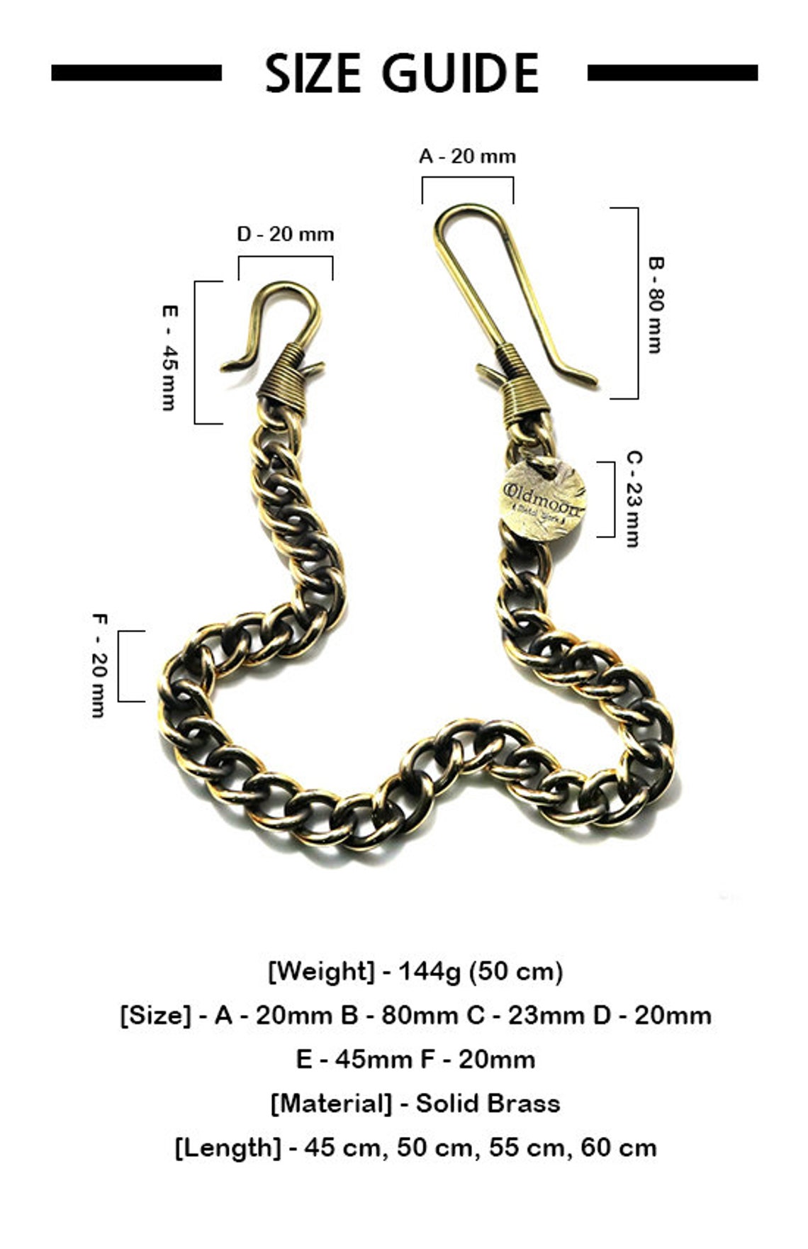 Solid Brass 815 wallet chain / brass key chain / gold brass Etsy