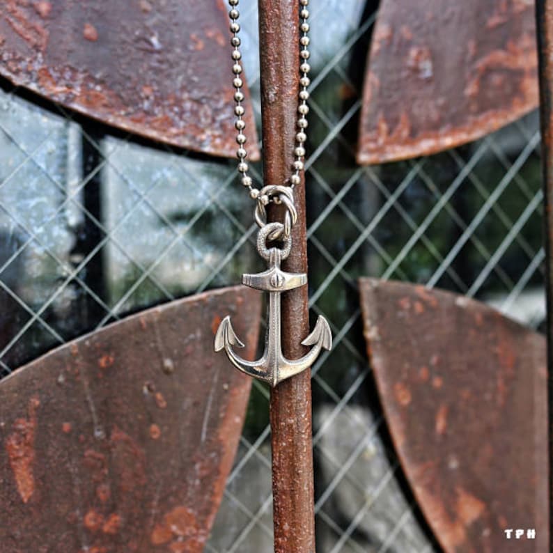 925 Sterling Silver Old Anchor Necklace Nautical navy jewelry anchor pendant top oxidized silver necklace silver ocean necklace