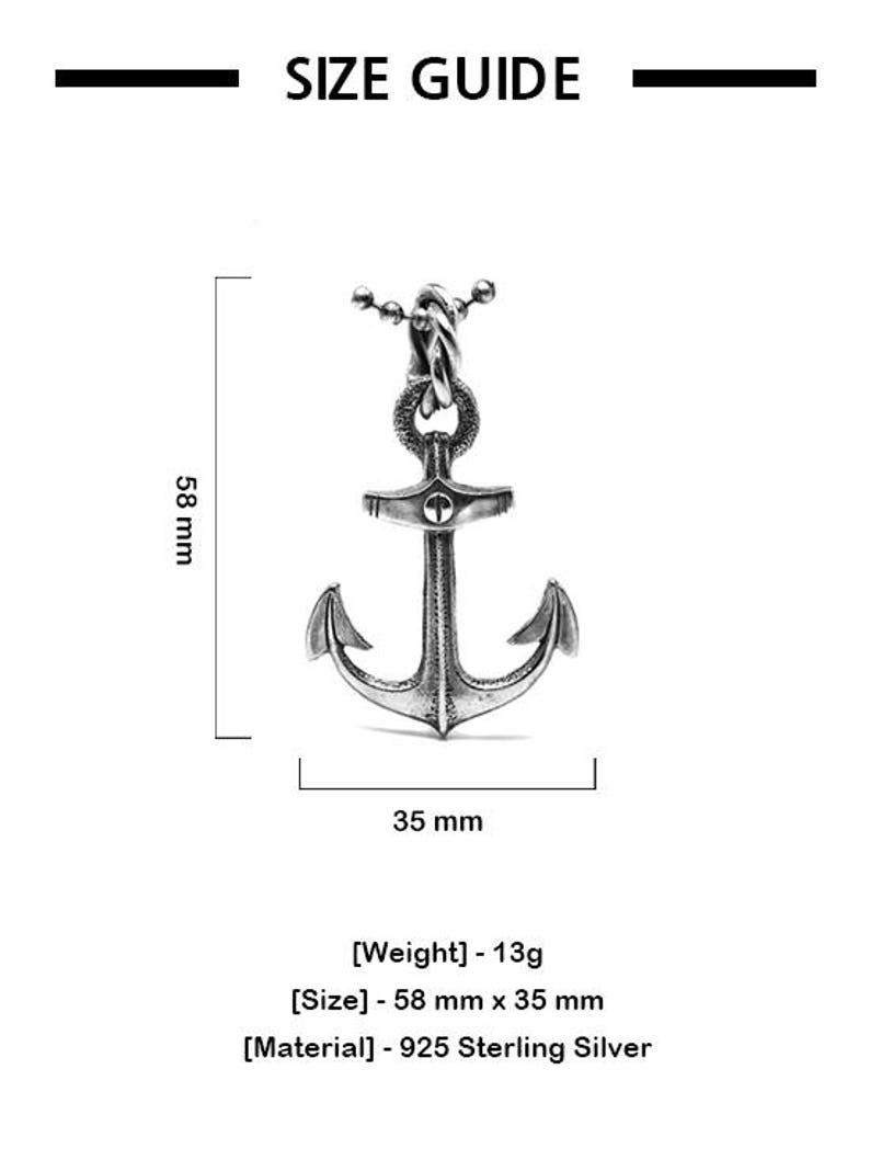 925 Sterling Silver Old Anchor Necklace Nautical navy jewelry anchor pendant top oxidized silver necklace silver ocean necklace
