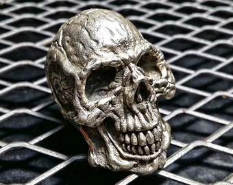 925 Sterling Silver Giant Skull Ring / gothic ring / goth ring / heavy ring / biker ring / memento mori ring / eyes ring / skull and bones