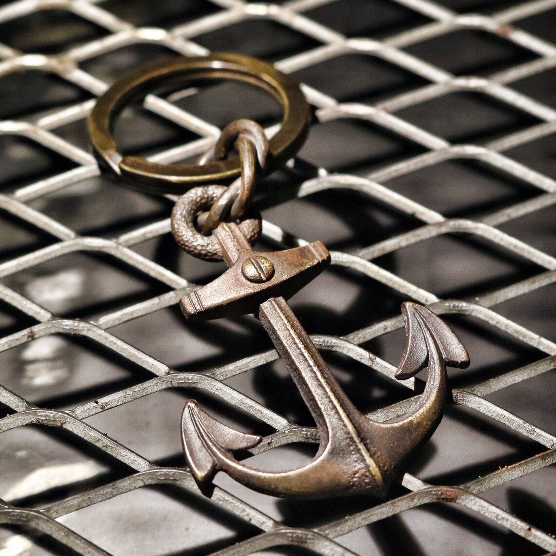 Solid Brass Anchor Key Chain rust Effected / Vintage Brass Etsy