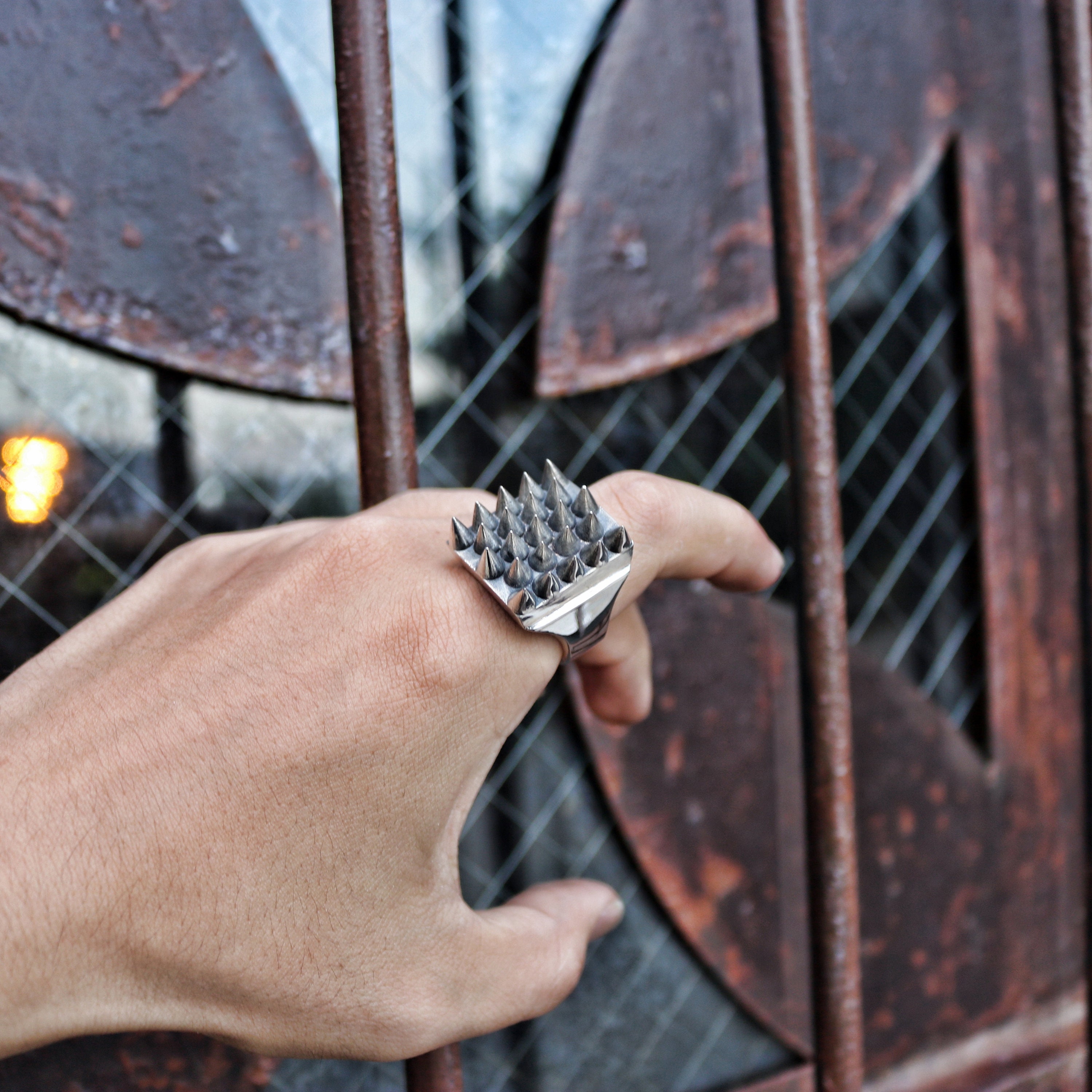 925 Sterling Silver Spikes Ring / Studded Ring / Silver Horn Ring