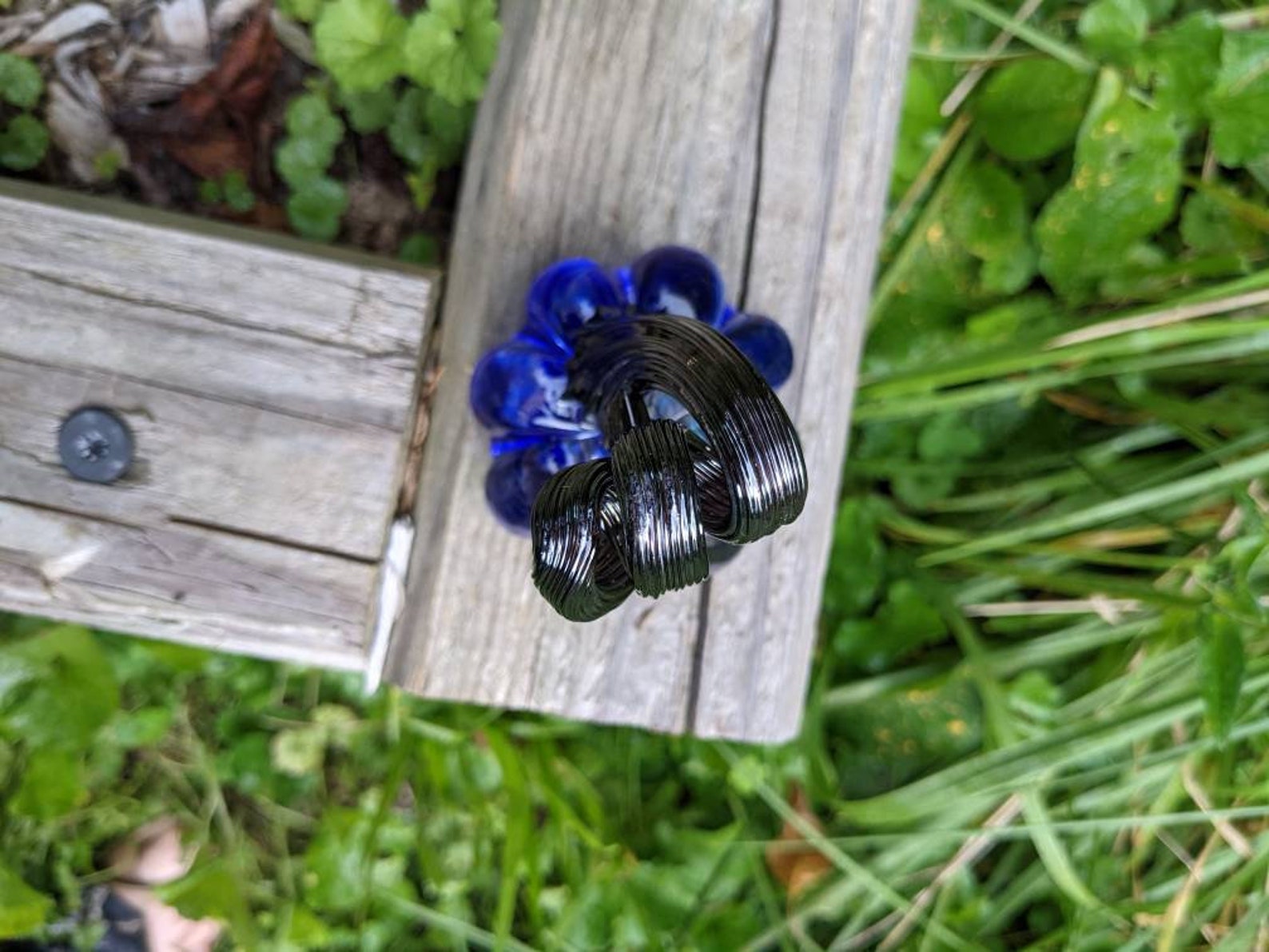 Mini Solid Glass Spiral Cobalt Blue Pumpkin with Black Stem | Etsy