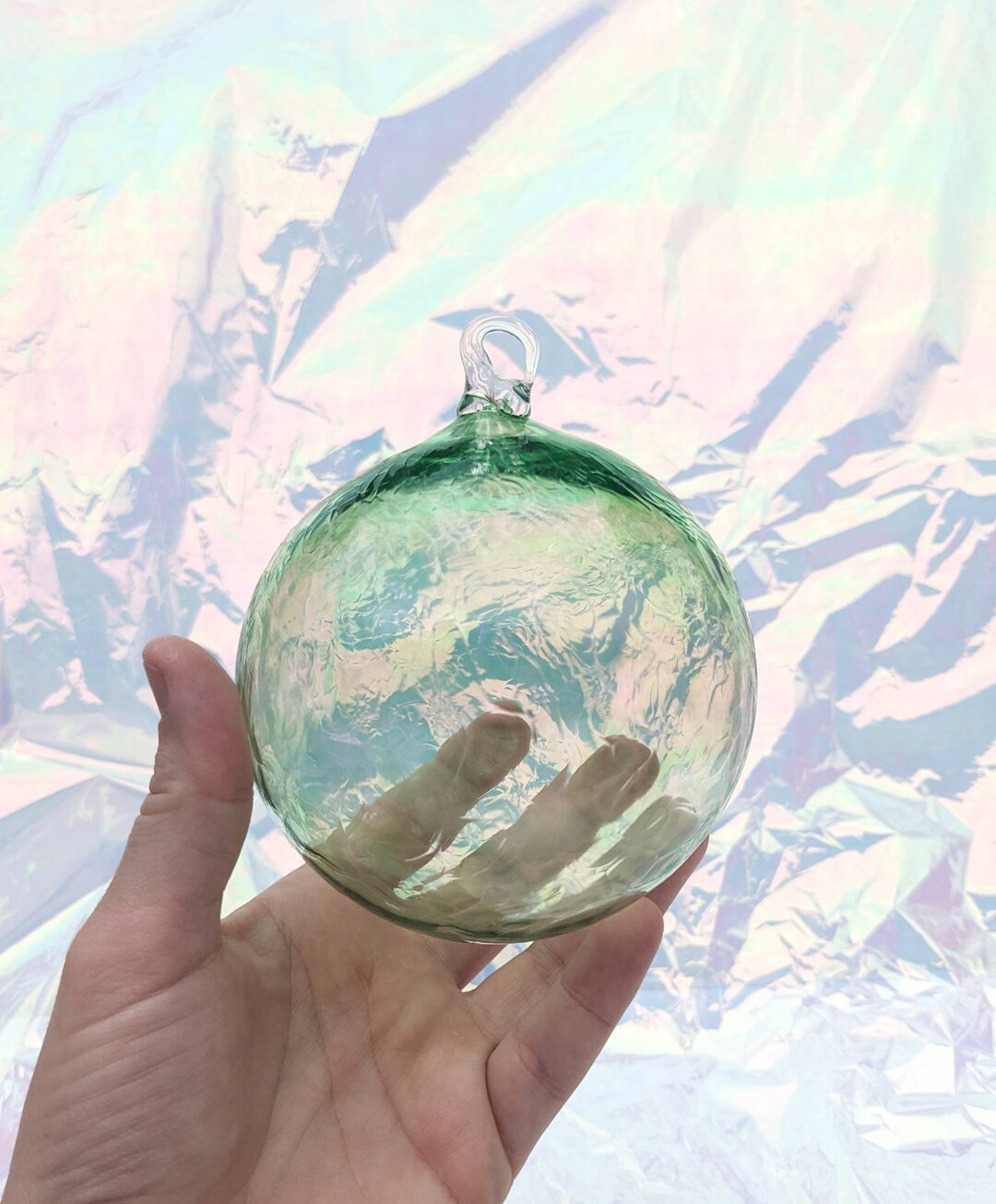 Hand Blown Glass Green Ornament Etsy