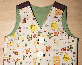 Boys, Waistcoat, Vest, Farmyard, Cows, Goats, 100% Cotton, 3 - 6 months approx, Beige, Green, Brown,